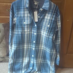 Blue Plaid Button-Up Shirt